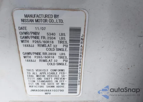 2008 Infiniti Fx35 из США, поврежденный, VIN JNRAS08U88X103790